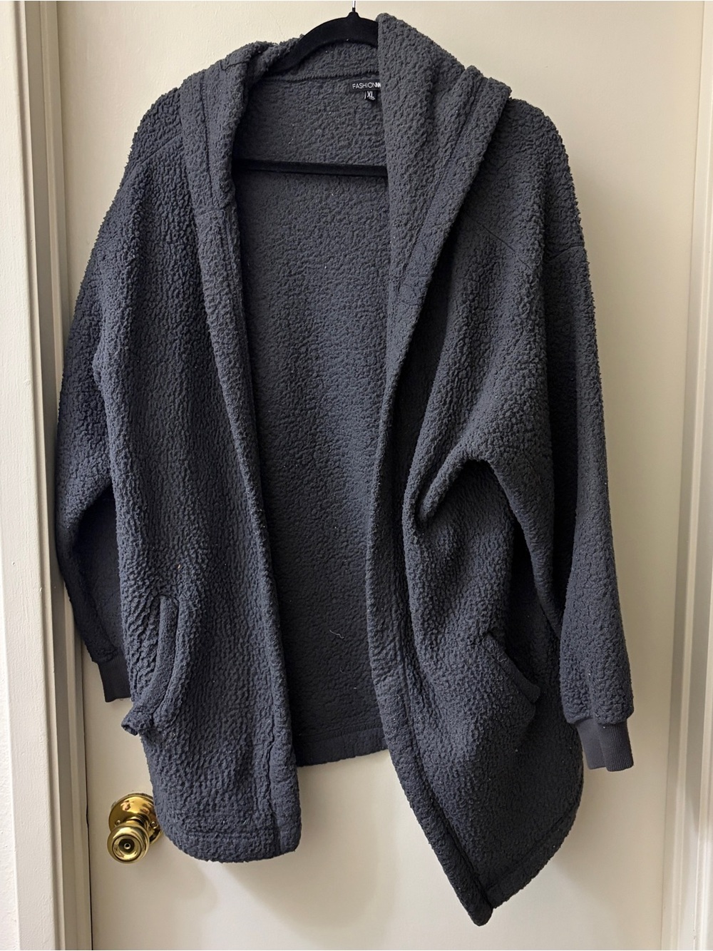 Fashion Nova Charcoal Hooded Teddy Coat